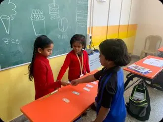 Classroom shop in a money lesson.